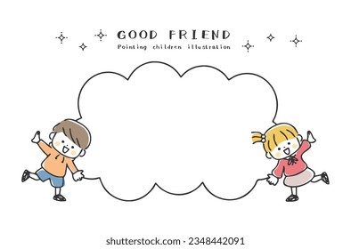 Children's illustration with speech bubble.