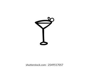 A children's illustration of a summer strawberry drink in a triangular shaped glass.

