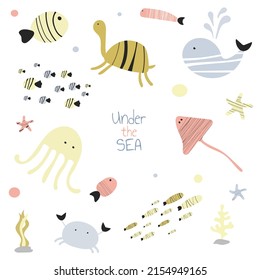 Children's illustration of the underwater world