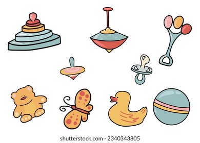 Children's items hand drawn set new born
