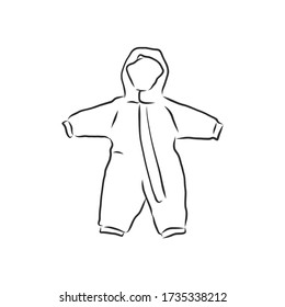 Children's jumpsuit with the hood. Sketch. children's winter jumpsuit vector sketch illustration