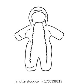 Children's jumpsuit with the hood. Sketch. children's winter jumpsuit vector sketch illustration
