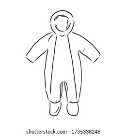 Children's jumpsuit with the hood. Sketch. children's winter jumpsuit vector sketch illustration