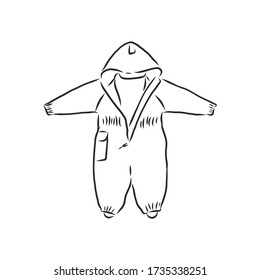 Children's jumpsuit with the hood. Sketch. children's winter jumpsuit vector sketch illustration
