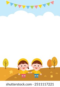 Children's kindergarten autumn background illustration