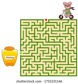 Children's labyrinth. Help the little bear get to the honey