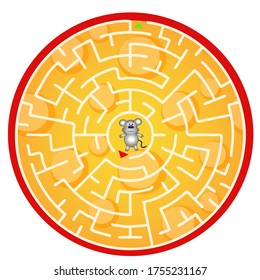 Kinderlabyrinth. Hilf der kleinen Maus, aus dem Käse zu kommen