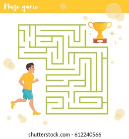 Children's labyrinth. Vector. Cartoon. Isolated. Flat. Illustration for children. Runner and prize.