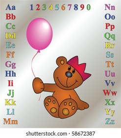 Children's learning aid with cartoon teddy bear