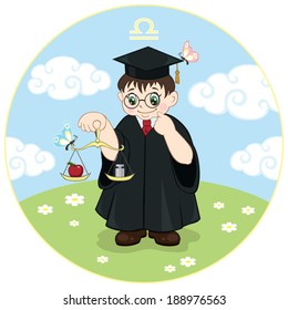 Childrens Libra zodiac sign. Vector Illustration