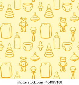 children's light yellow background of the things babies