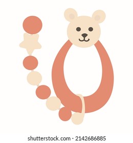 children's, like a rodent for teeth for newborns, a toy like a bear. Children's boho style. Vector illustration.