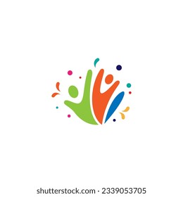 Children's logo design with hands combination with cheerful and colorful