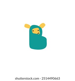 Children's logo letter B in the form of a soft smiling toy with ears. Children's modern logo in vector.