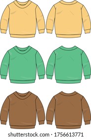 
Children's long-sleeved shirts vector template pattern