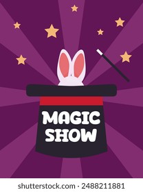 childrens magic poster. circus magic performance. vector flyer