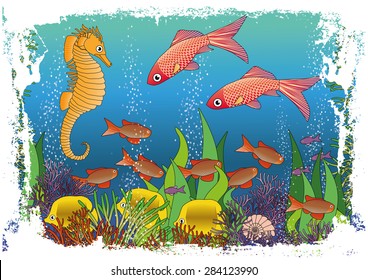 Children's maritime wallpaper, vector illustration