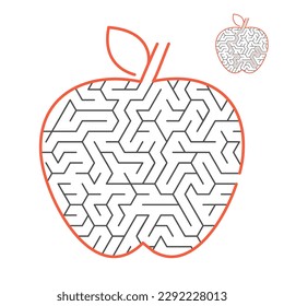 Children's Maze apple. Game for kids. Puzzle for children. Cartoon style. Labyrinth conundrum.Vector illustration. With the answer