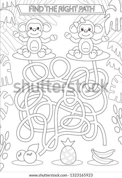 Childrens Maze Coloring Page Labyrinth Kids Stock Vector