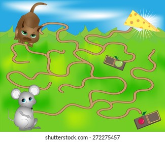 Childrens Maze Mouse Cat Stock Vector (Royalty Free) 272275457 ...