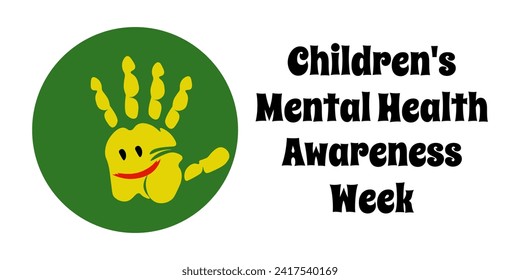 Children's Mental Health Awareness Week, horizontal banner or poster vector illustration on the topic of medicine