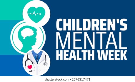 Children's Mental Health Week background banner or poster design template. observed every year in February. Holiday concept. Use to any Template, card, poster, placard, template.