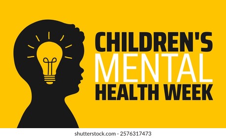 Children's Mental Health Week background banner or poster design template. observed every year in February. Holiday concept. Use to any Template, card, poster, placard, template.