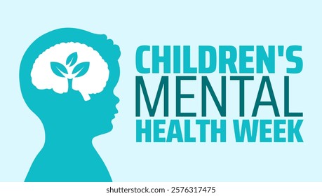 Children's Mental Health Week background banner or poster design template. observed every year in February. Holiday concept. Use to any Template, card, poster, placard, template.
