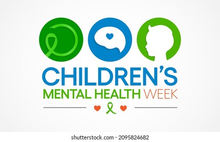 Children's Mental health week is observed every year in February, Vector illustration