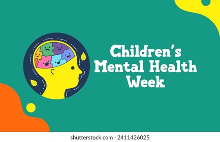 Children's Mental health week is observed every year during February, Vector illustration