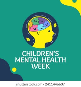 Children's Mental health week is observed every year during February, Vector illustration