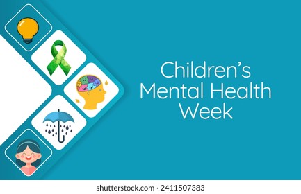 Children's Mental health week is observed every year during February, Vector illustration