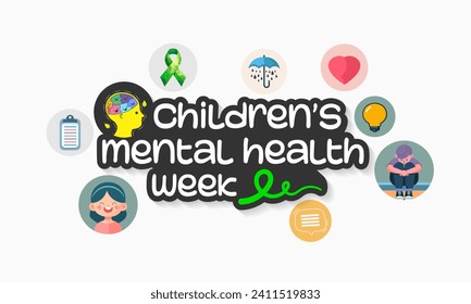 Children's Mental health week is observed every year during February, Vector illustration