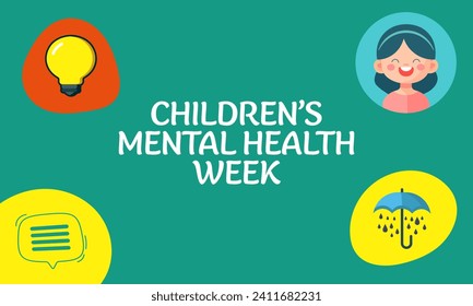 Children's Mental health week is observed every year during February, Vector illustration