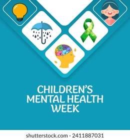 Children's Mental health week is observed every year during February, Vector illustration