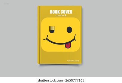 Menu infantil. Capa de livro de receitas com design de emoji, modelo. Arquivo editável