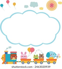 Children's message card template material light blue clouds