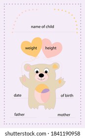 children's metric.template to fill in.vector illustration