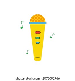 Children's microphone for karaoke and singing. Vector illustration in cartoon style isolated on white background