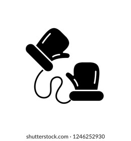 Children's mittens black icon, vector sign on isolated background. Children's mittens concept symbol, illustration 