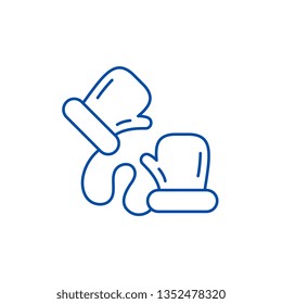 Childrens mittens line icon concept. Childrens mittens flat  vector symbol, sign, outline illustration.
