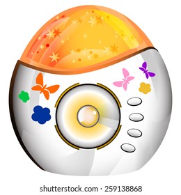 Children's nightlight on isolated background. Orange night-lamp.