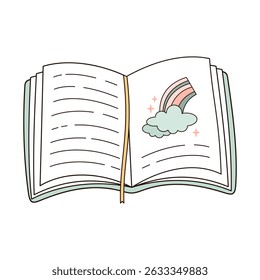 Children's notebook, book, planner clipart, school supplies, back to school, cute hand drawn vector illustration in flat style