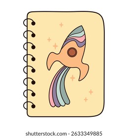 Children's notebook, book, planner clipart, school supplies, back to school, cute hand drawn vector illustration in flat style