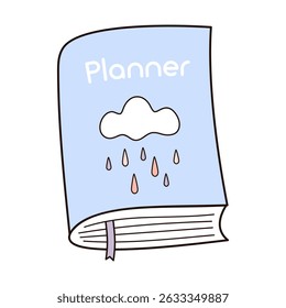 Children's notebook, book, planner clipart, school supplies, back to school, cute hand drawn vector illustration in flat style