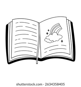 Children's notebook, book, planner clipart in black and white color, school supplies, back to school, cute hand drawn vector illustration in flat style
