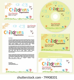 Children's organization template, childish doodle set