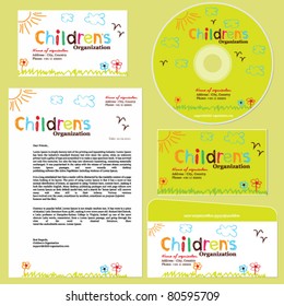 Children's organization template, childish doodle set