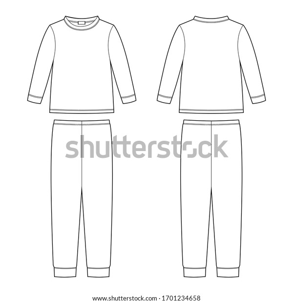 Childrens Pajamas Technical Sketch Cotton Sweatshirt Stock Vector ...