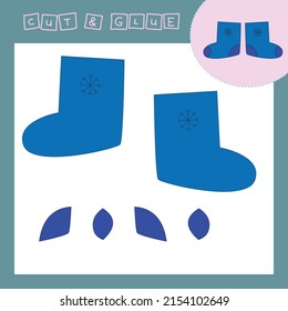 Children's paper puzzle with a boots. Baby education cut and paste applique for preschool age.